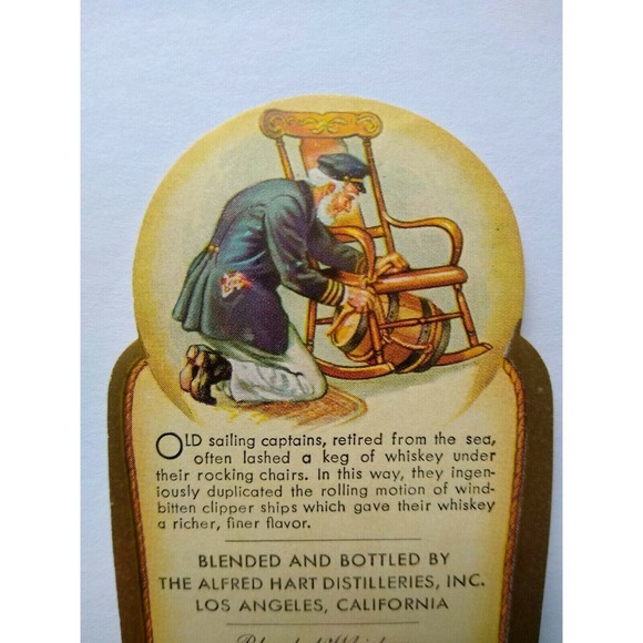 Hart Distilleries Whiskey Label Original 1930s Sailor Hides Keg By Rocking Chair - Picture 3 of 5